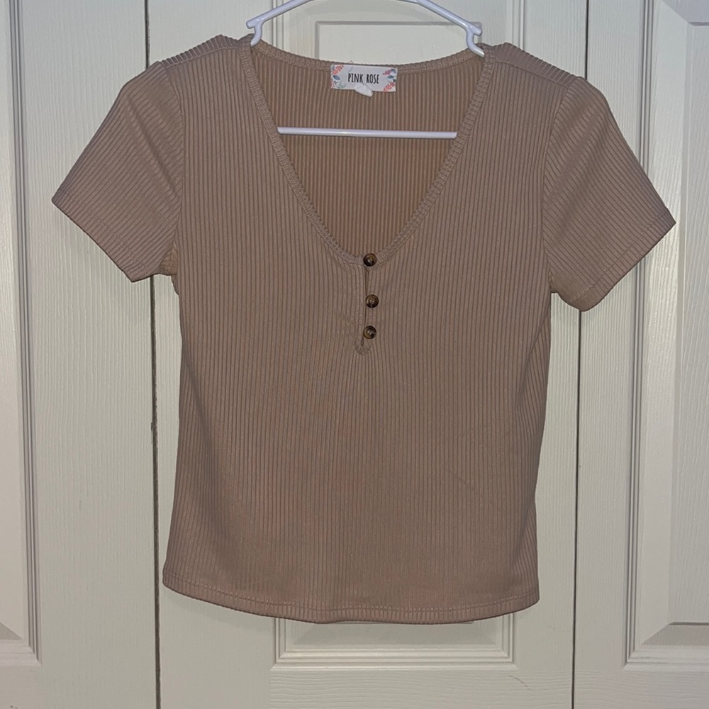 pink rose short sleeve crop top